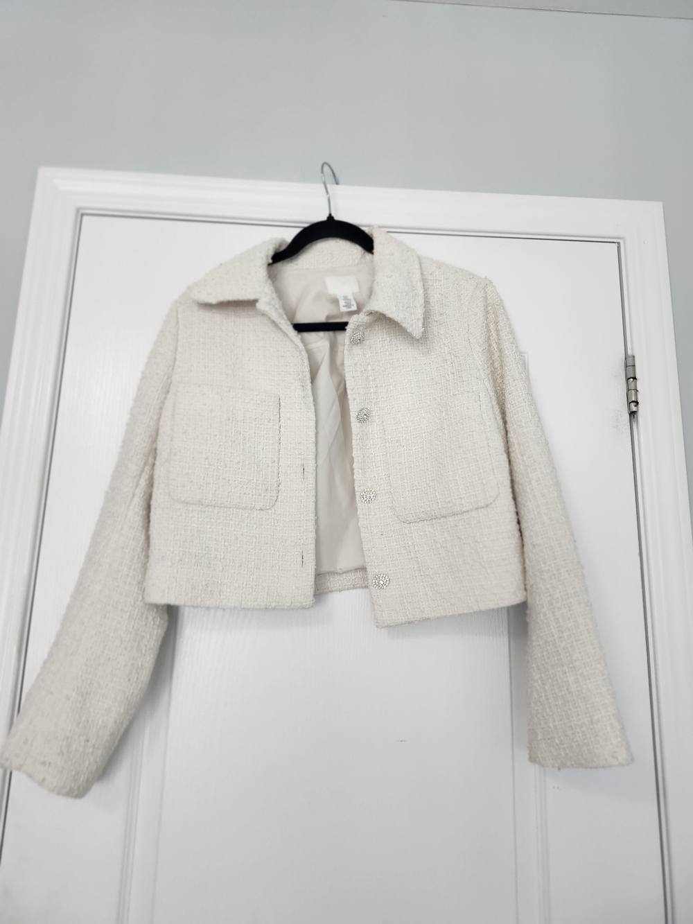 H&M Cream Tweed Cropped Jacket